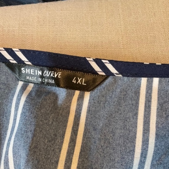 SHEIN Navy and White Striped Wrap Blouse - Picture 5 of 6
